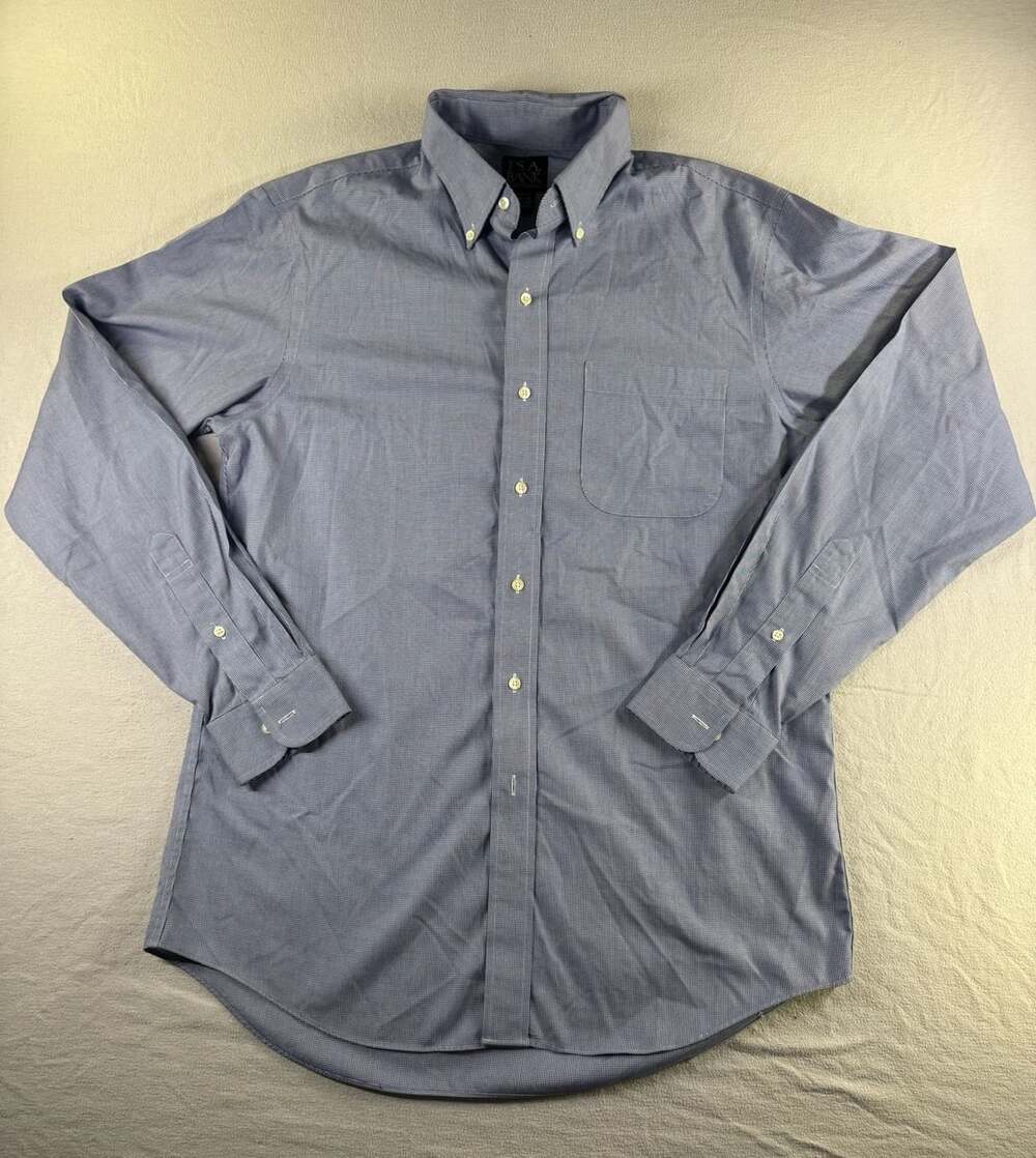 Jos. A. Bank Traveler's Collection Slim Fit Size 16 1/2-36 Blue Gingham Shirt